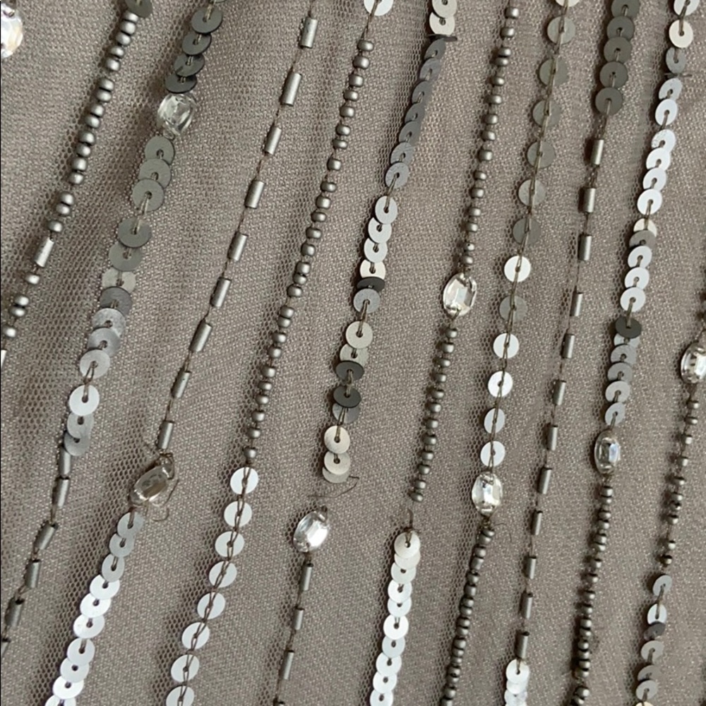 Aidan Mattox Silver Sequin Beaded Gown Size 0 - image 6